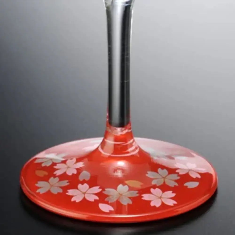 みよし漆器本舗 紀州塗り ぬりもん de Verre ワインカップ 蒔絵 桜 赤 300ml