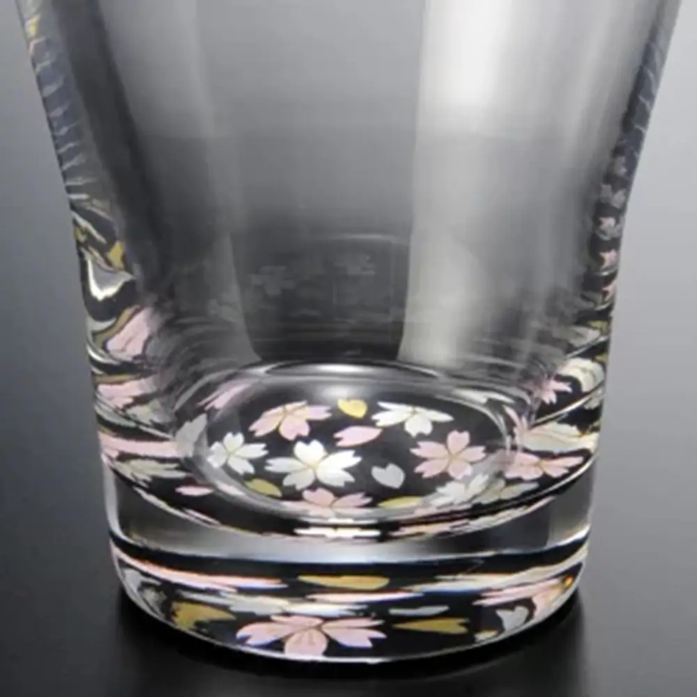 みよし漆器本舗 紀州塗り ぬりもん de Verre フリーグラス 蒔絵 桜 黒 210ml