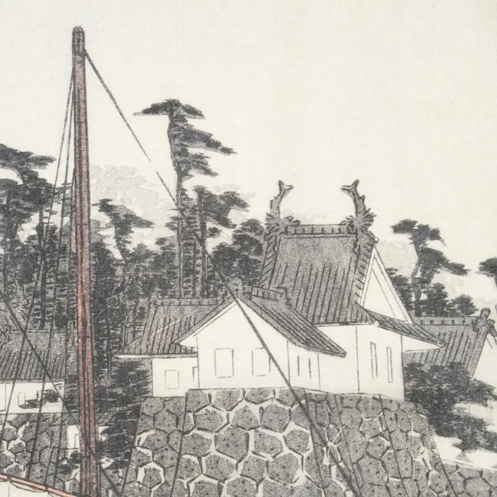 オリジナル【浮世絵ミニ風呂敷】歌川広重作「東海道五十三次之内 桑名 七里渡口」デザイン／名古屋刀剣博物館