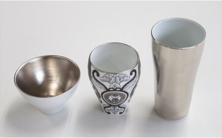 ARITA PORCELAIN LAB (アリタポーセリンラボ) JAPAN SNOW日本酒呑み比べ酒器セット 有田焼 古伊万里 盃 モダン プラチナ A60-119