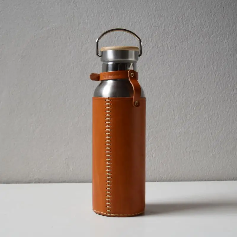 Teha’amana Bottle+Bottle Cover ステンレスボトル+革のボトルカバーセット ブラウン ｜ テハマナ 革 皮 雑貨 おしゃれ ボトルカバー レザー 本革 ドリンク こだわりの逸品 地域特産品 ギフト 自分用 人気 おすすめ