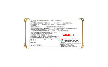 川崎健診クリニック　健康診断クーポンチケット3,300円分