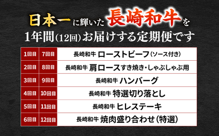 【12回定期便】長崎和牛2名[ECS073] 長崎和牛 国産 牛肉
