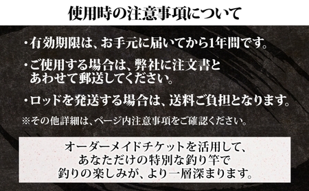 オーダーメイドチケット 100,000円分 釣り 釣具 釣竿 ロッド 利用券 株式会社剛樹 神奈川県 茅ヶ崎市