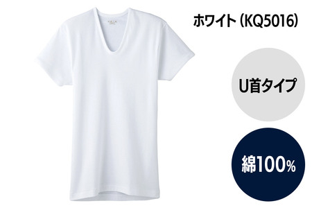GUNZE【快適工房】半袖U首 ホワイト（KQ5016）Lサイズ 4枚 肌着 メンズ 男性用