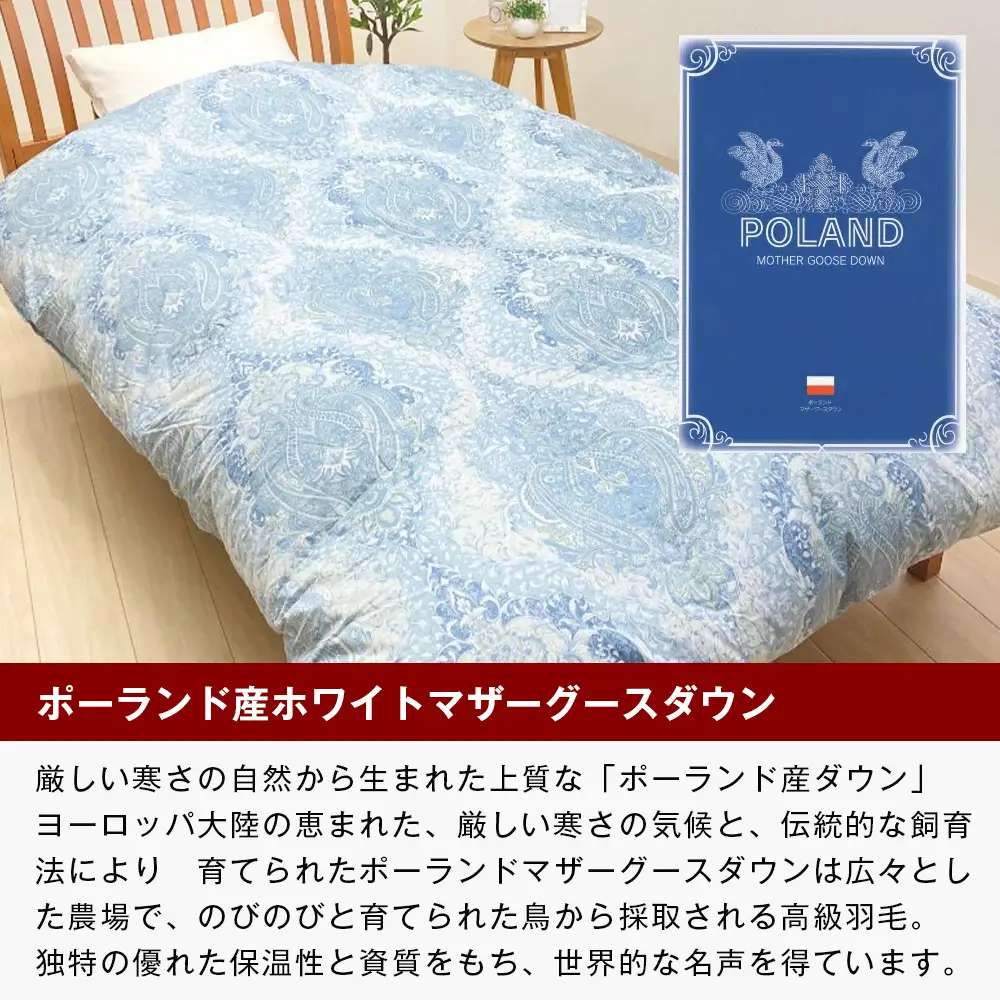 ポーランドマザーグース93％ 二層式 80超長綿 1.3kg 羽毛（8106P）