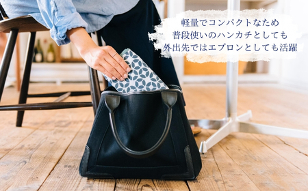 持ち歩ける２WAYハンカチエプロン＜捺染 千曲川×シャインマスカット Lサイズ＞｜エプロン