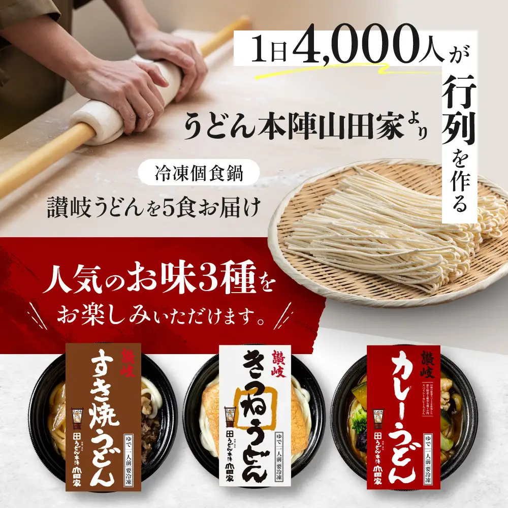 うどん本陣山田家 冷凍個食鍋 讃岐うどん詰合せ5食（高松市） | うどん