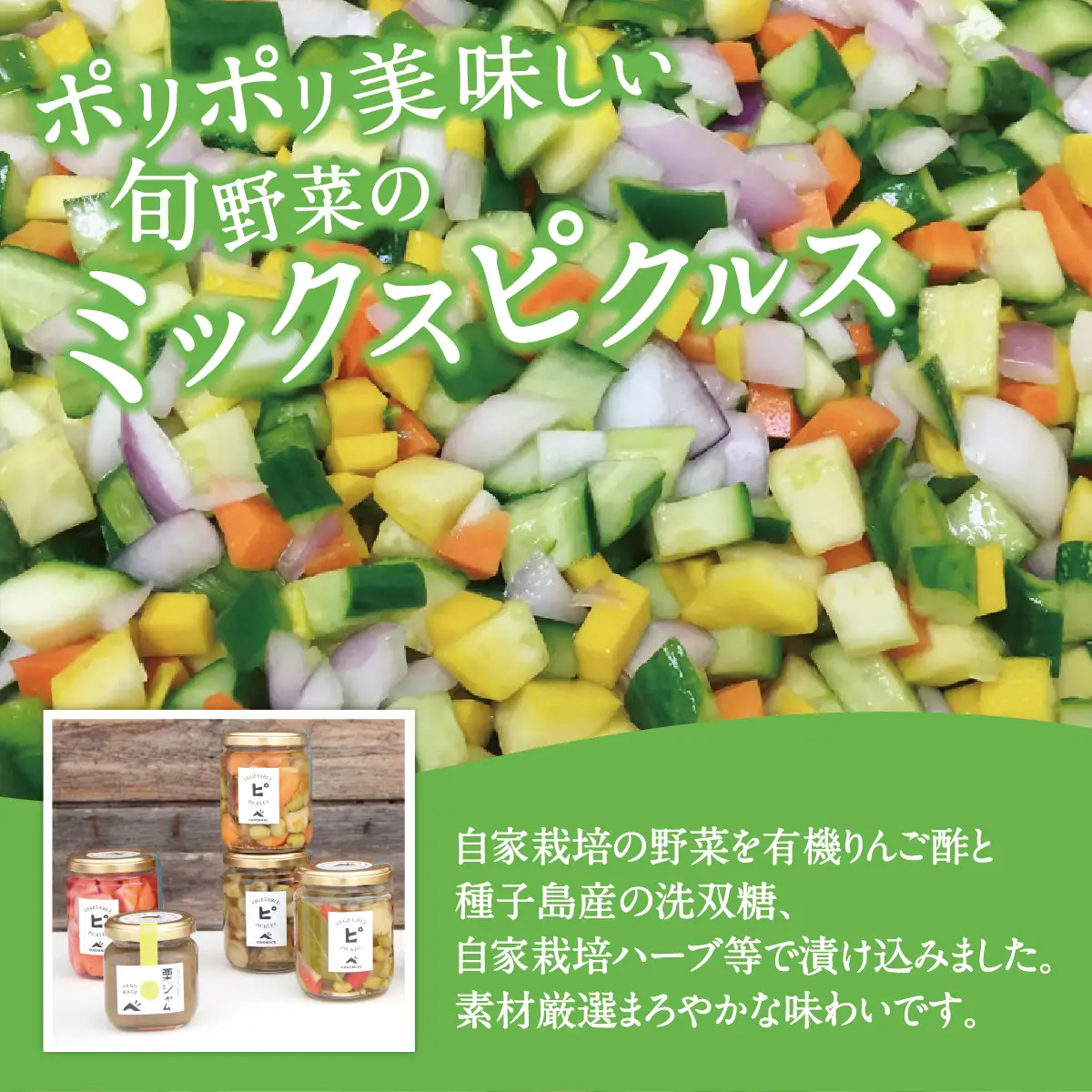 【大阪能勢特産】 旬野菜のミックスピクルス おまかせ 4本セット| べじたぶるぱーく | 国産 無添加 厳選素材 無双糖 旬野菜 酢漬け 手作り 有機リンゴ酢 料理 トッピング | お取り寄せ セット 詰合わせ | 大阪府 能勢町 送料無料