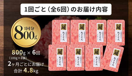 【 全6回 定期便 】三崎港 直送 ！三崎マグロ 本格 ねぎとろ（ 大鉢マグロ 使用 ） M063-T08 冷凍 マグロ 定期