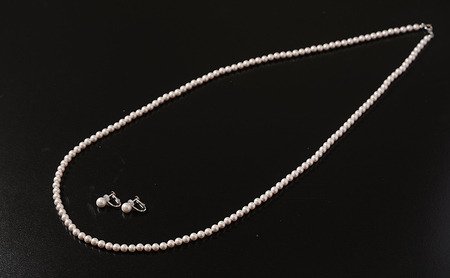 島珠 ロング ネックレス 5mm ＆ イヤリング 7mm セット 真珠 パール ホワイト 貝パール ホワイトパール パールネックレス パールイヤリン アクセサリー ジュエリー 装飾品 日本製 冠婚葬祭 フォーマル しんじゅ しまたま 淡路島 洲本市
