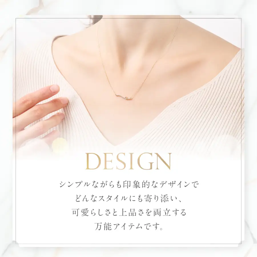 ネックレス K18イエローゴールド　ダイヤモンドペンダント（ウェーブ）　MJ-1122 ジュエリー