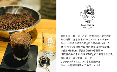787 Nanohana Coffee Roaster ７種お任せセット 各100g(豆or粉) 浅煎り 中煎り 深煎り コーヒー 珈琲 おすすめ 人気 粉