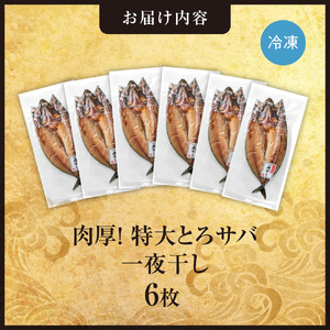 肉厚！特大とろサバ一夜干し 6枚セット サバ 鯖