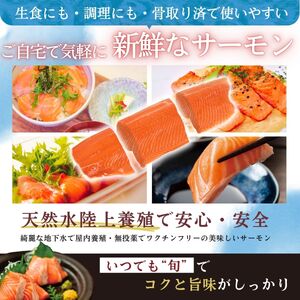 富士頂純サーモン 刺し身セット 半身分2分割 450g以上 富士山麓のきれいな天然水で養殖された安心安全なサーモン 完全無投薬・ワクチンフリー・アニサキスフリー・サステナブルな養殖サーモン フィレ 切り身 皮なし 骨なし 骨取り 生食 ムニエル 刺身 [注目]【n0556-0450_nes】