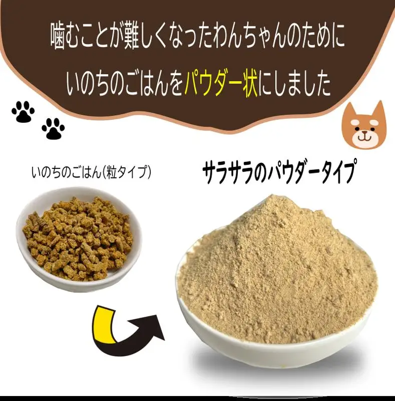 国産無添加ドッグフード 1kg いのちのごはん（パウダータイプ）