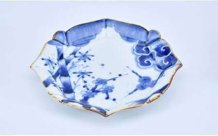 有田焼 松竹梅 輪花銘々皿【まるぶん】食器 器 うつわ 皿 メイン皿 取皿 デザート皿 プレート 染付 おしゃれ かわいい 食洗機対応 3万円 A30-850