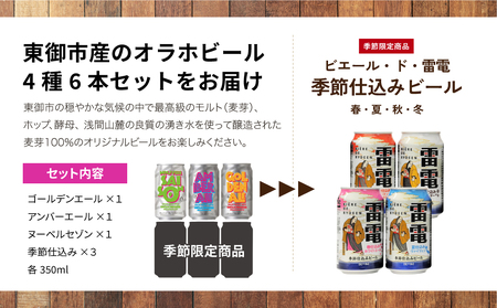 【クラフトビール】季節の6本セット クラフトビール 飲み比べ（ゴールデンエール、アンバーエール、ヌーベルセゾン、季節仕込み）｜オラホビール