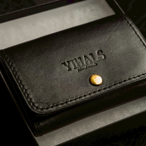 YIHALS ハンドメイド 牛革 名刺入れ ブラック《靴屋が手掛ける革製品》 [0654]