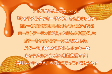 フタバ食品　キャラメルクッキーサンド　12個/人気返礼品 フタバ食品 福袋 スイーツ デザート 大容量 プレミアム 人気 お取り寄せ 限定品 オリジナル 食べ比べ 詰め合わせ 氷菓子 バニラ チョコ アソート 大人におすすめ 子供 おやつ 夏 ひんやり 一押し
