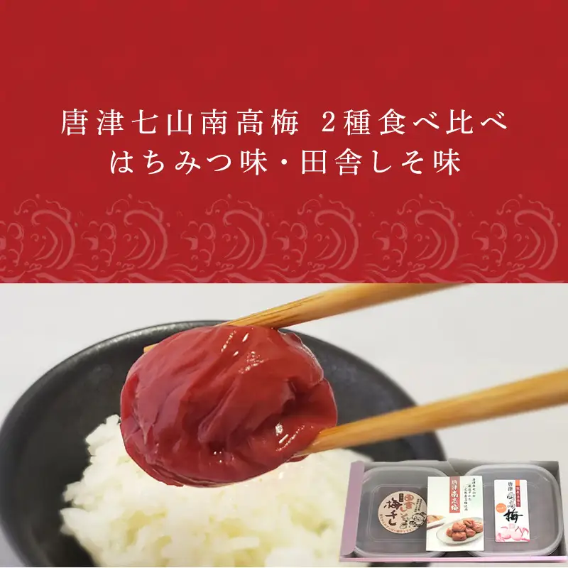 唐津七山 南高梅2種食べ比べ 500g×2(合計1kg)「irodoriからつ四季の返礼品・はちみつ味・田舎しそ味」山間から湧き出る澄んだ水をふんだんに含んだ土壌で栽培
