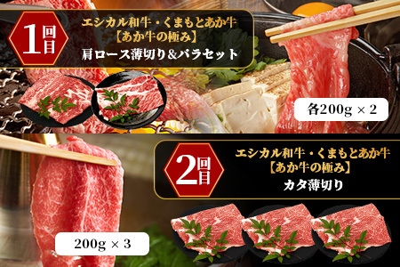 【定期便6回】エシカル和牛・くまもとあか牛《あか牛の極み 堪能》 定期便 (合計 3.4kg) SDGs 033-0518