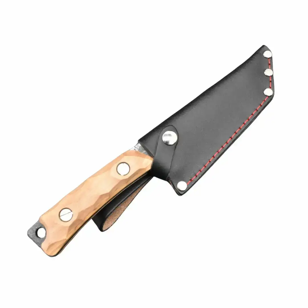 [山人] フルタング鉈ナイフ オリーブ柄　本革ケース付　フルタング仕様　キャンプ用品　アウトドア用品　燕三条【096S003】