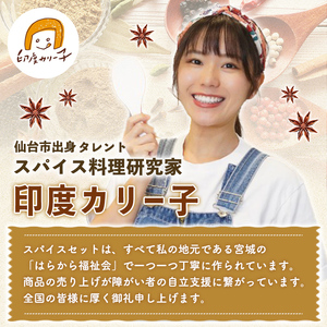 印度カリー子 スパイスキットセット ＜5種類＞ スパイスカレー スパイス 香辛料 カレー カレーライス ごはん ご飯 お弁当【はらから福祉会】sh086