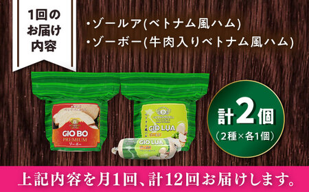 【全12回定期便】ベトナムハム 極旨2種セット / ハム ベトナム料理 [BBBE024]