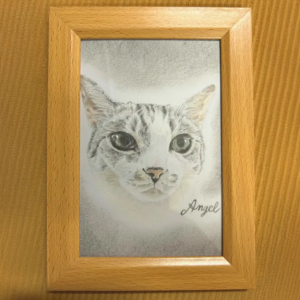 【うちの子似顔絵オーダーメイド】似顔絵の原画とピンバッジ4個セット　195P7801