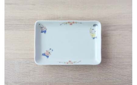 有田焼 アウトレット 唐子 焼皿 4枚セット 【山忠】食器 器 うつわ 皿 角皿 和食器 レトロ 昭和レトロ 4枚 セット アウトレット A18-265