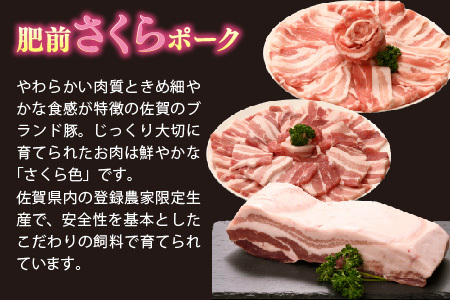 【3カ月定期便】肥前さくらポーク 焼肉・しゃぶしゃぶ・ブロック 計1.95kg(H123116)