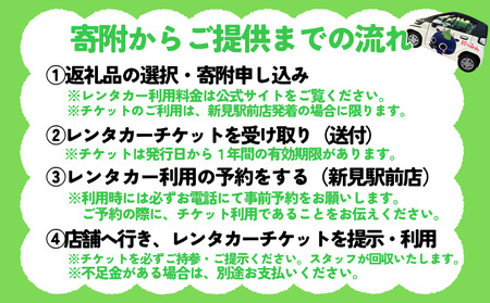 トヨタレンタリース岡山 新見駅前店　レンタカー利用料金チケット（5,000円相当）※チケットご利用は、トヨタレンタリース岡山 新見駅前店発着の場合に限ります。