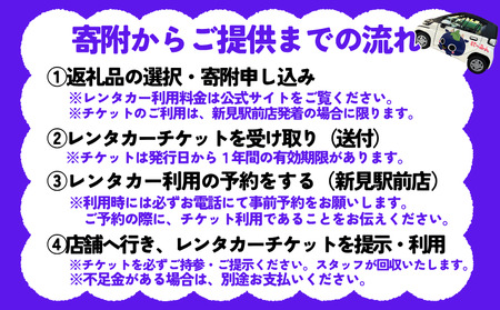 トヨタレンタリース岡山 新見駅前店　レンタカー利用料金チケット（10,000円相当）※チケットご利用は、トヨタレンタリース岡山 新見駅前店発着の場合に限ります。