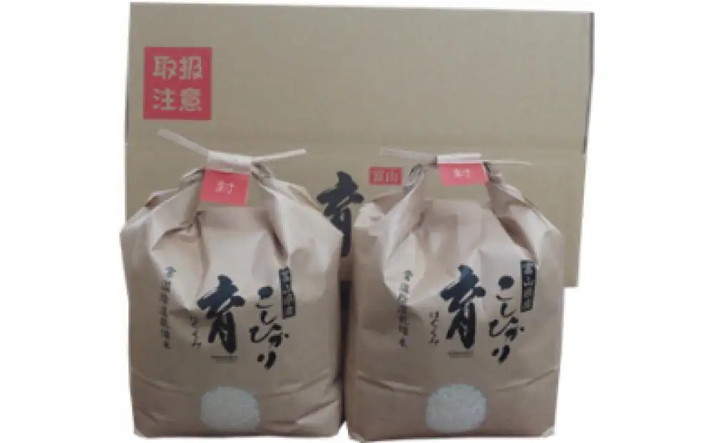 【令和7年産】定期便・12回  富山県産こしひかり 　育（はぐくみ）  白米３kg×２袋《南砺の逸品》