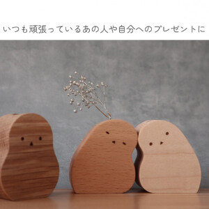 手のひらサイズの木製花瓶｜おやすみシマエナガ〈3種セット〉