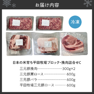 日本の米育ち平田牧場ブロック・挽肉詰合せC