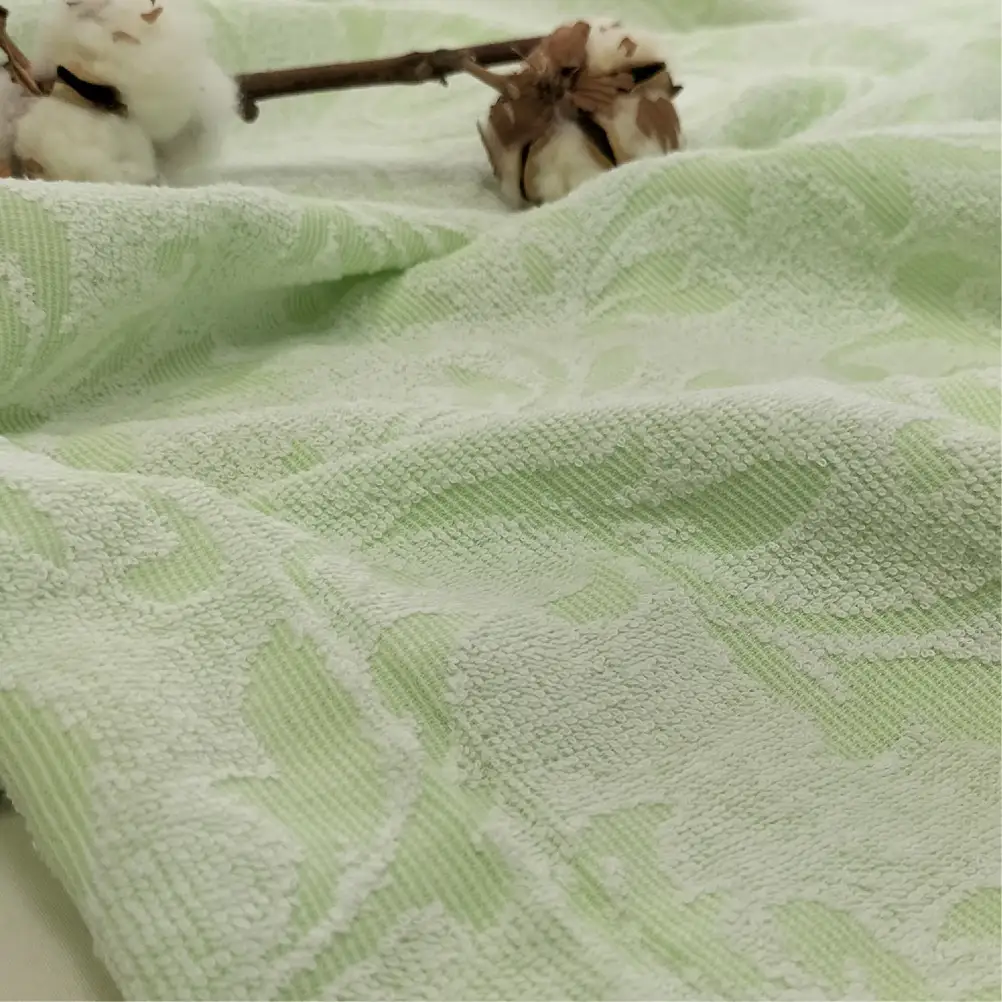 『軽やか』で洗濯しやすい綿100%タオルケット シングルサイズ（140×190cm）×グリーン１枚 5164-GR