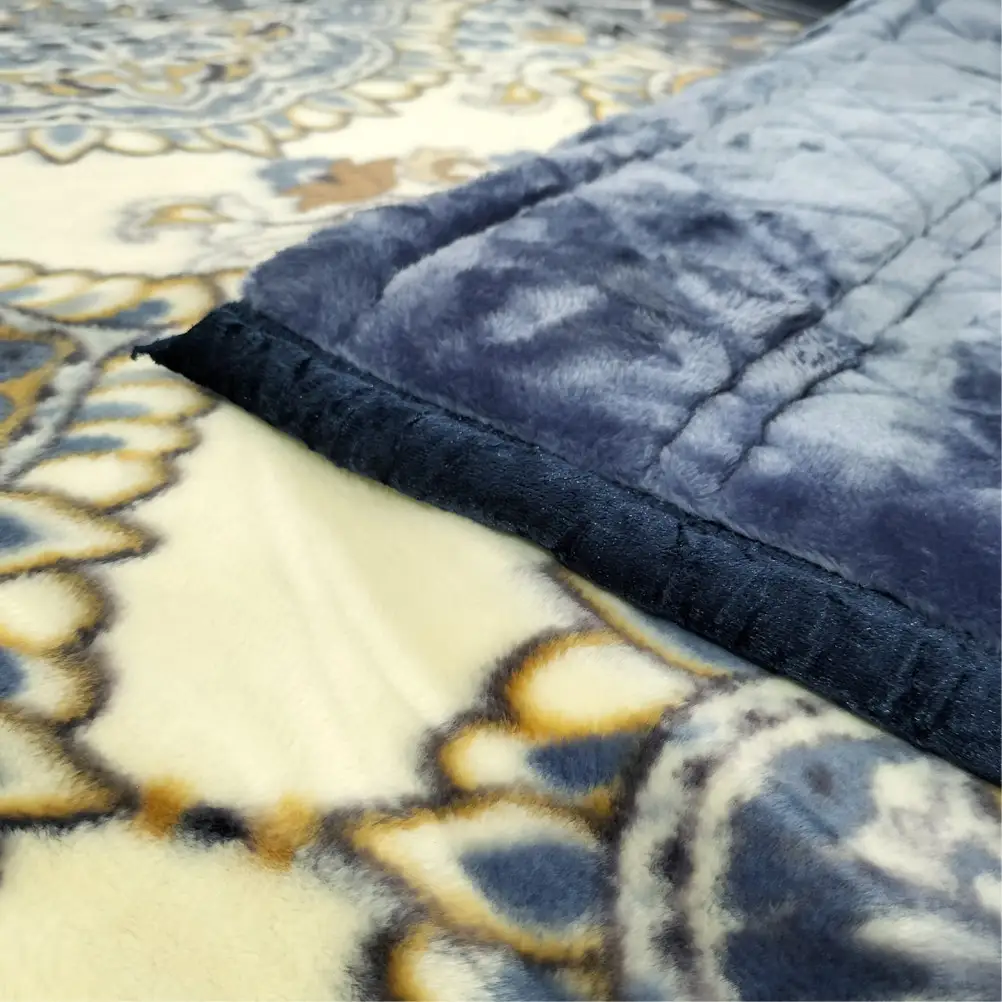 【シングルサイズ】贅沢カシミヤウール混わた入り嵩高毛布 ブルー1枚 CAK-162-BL