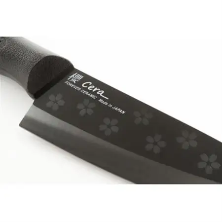 フォーエバー　彫刻黒セラミック包丁桜模様　黒ハンドル　160mm【配送不可地域：沖縄県】【1674532】