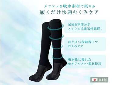 メッシュ着圧ソックス　ホワイト 3足／ 夏用着圧 冷感着圧 足底・足の甲 レディース 蒸れない靴下 吸水 メッシュ生地  白   22-25cm【nkmd006-1】