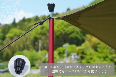 FUTURE FOX 伸縮ポール 新型 十二角形型 2本セット 160~220cm レッド［FF27-03］ // キャンプ アウトドア フューチャーフォックス