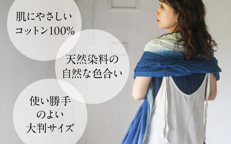 草木染め コットンショール 【藍染めグラデーション】　/ 大判 ショール ストール 草木染め 綿 綿100 ファッション 小物 レディース メンズ ギフト 贈答 プレゼント / 大村市 / ISTIST[ACZW050]