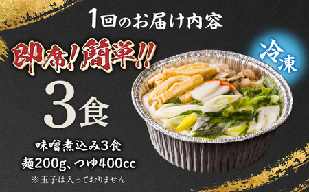 うどん 【3回定期便】田毎の味噌煮込みうどんセット 即席 カンタン 麺 [ANFP008] うどん