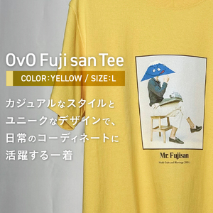 Tシャツ 半袖 YELLOW Ｌサイズ 綿100％ 「 OvO Fuji san Tee 」 ユニセックス カジュアル ファッション 黄色 イエロー 富士山