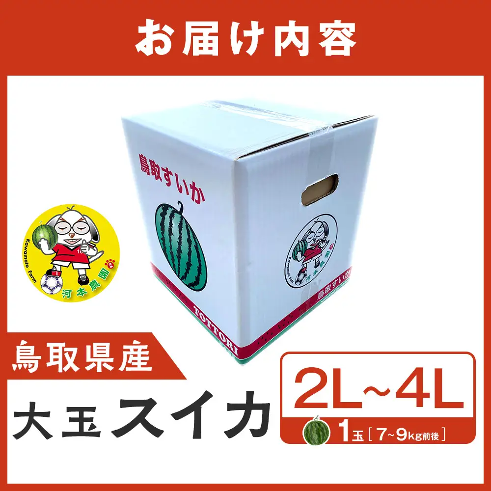 【先行予約】鳥取県北栄町産 大玉スイカ 1玉 7-9キロ前後2L-4Lサイズ（こちらの返礼品は、大栄西瓜ではありません） スイカ