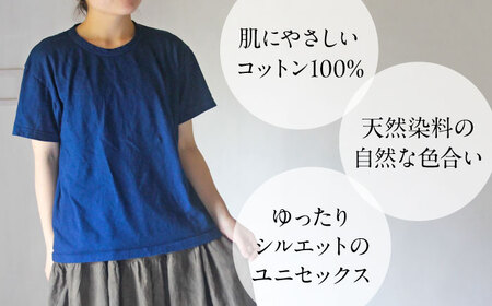 オーガニックコットン 完熟Tシャツ　【群青色】Sサイズ / オーガニック コットン 綿100　手染め 草木染め Ｔシャツ 半袖 トップス ファッション インナー 女性用 レディース 男性用 メンズ ユニセックス 男女兼用 ギフト 贈答 プレゼント / 大村市 / ISTIST[ACZW056-1]