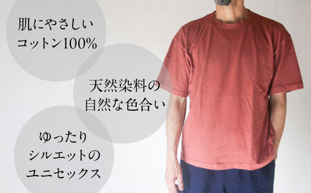 オーガニックコットン 完熟Tシャツ　【小豆色】Mサイズ / オーガニック コットン 綿100　手染め 草木染め Ｔシャツ 半袖 トップス ファッション インナー 女性用 レディース 男性用 メンズ ユニセックス 男女兼用 ギフト 贈答 プレゼント / 大村市 / ISTIST[ACZW057-2]