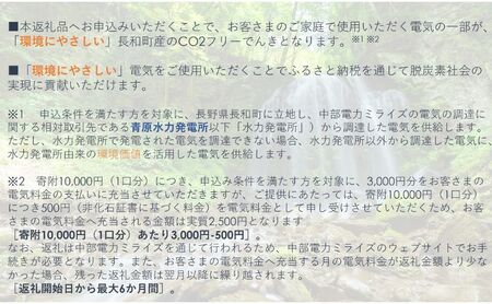 長和町産CO2フリーでんき 10,000円コース（注：お申込み前に申込条件を必ずご確認ください）／ 中部電力ミライズ 電気 電力 長野県 長和町