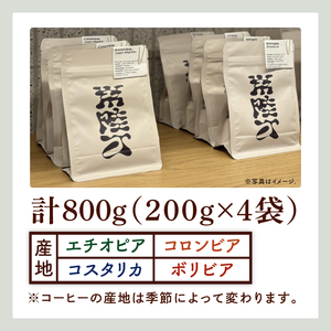スペシャルティーコーヒー ４種(豆)　計800g（MB-8）